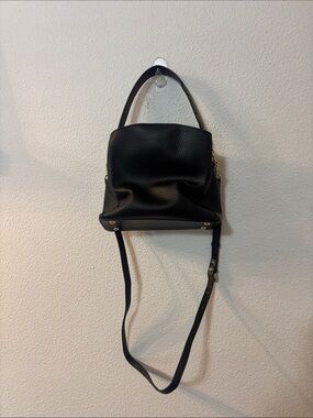 Sondra Roberts Squared Black Leather Top-Handle Crossbody Bag
